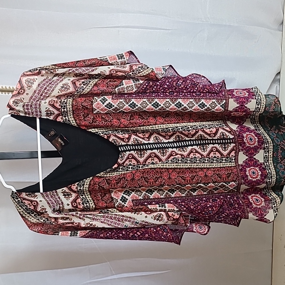 Rafaella Patterned Poncho Style Blouse Flowy Bohemian Women's Size 1x